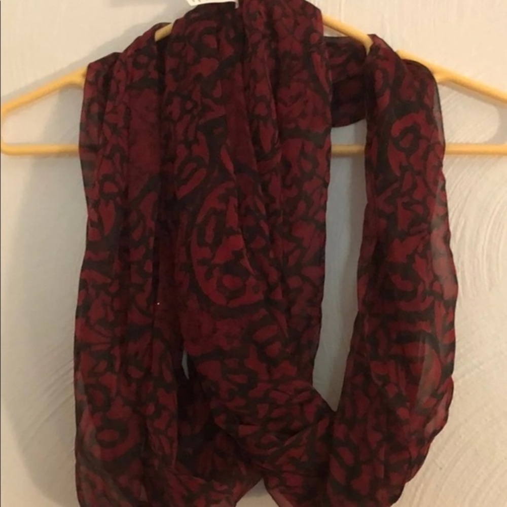 Maurices Elegant Red and Black Infinity Scarf with Textured Design